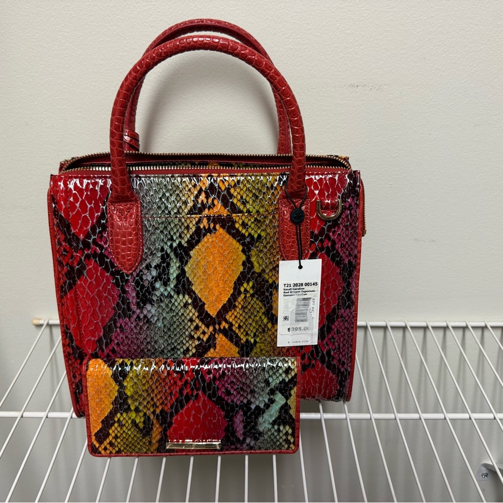 Brahmin Small Carline Red Dragon Experium Satchel with Wallet - Picture 2 of 4